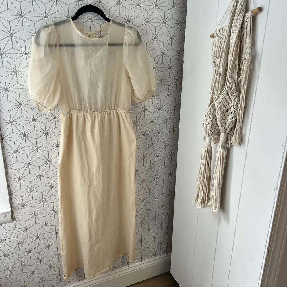zara cream dress midi ZARA NWT WOMAN ZW COLLECTION MIDI HALTER DRESS BEIGE | 3087/455 ALL SIZES